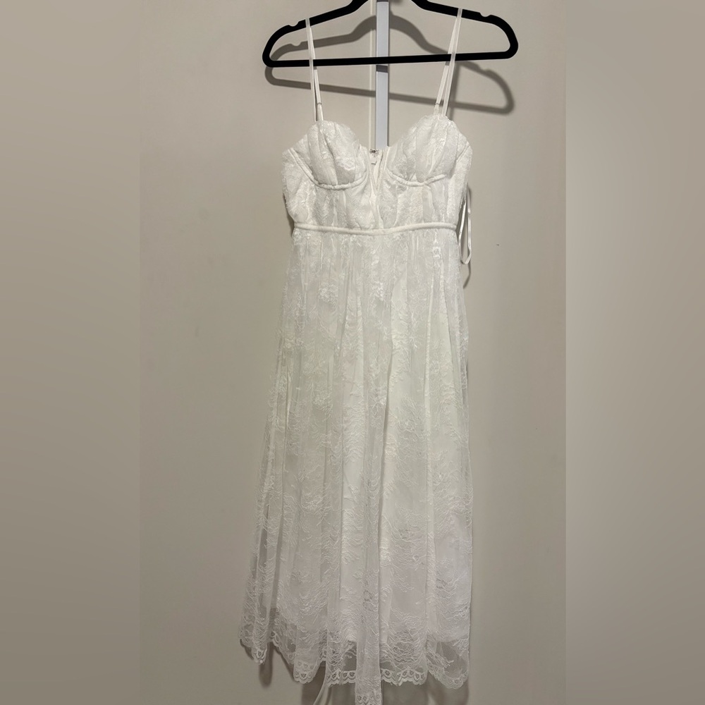 Lulu's White Lace Midi Dress - Picture 3 of 6